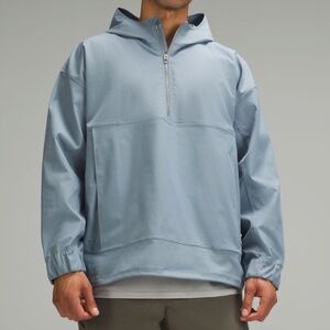NEW Lululemon Men’s Twill Half-Zip Anorak Jacket Large Blue Gray $198 Hood NWT